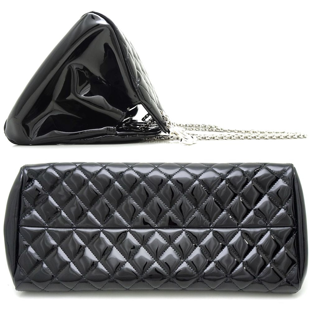 Chanel Mademoiselle Bowling Bag Patent Leather Black