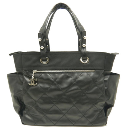 Chanel Paris Biarritz Tote GM Canvas x Leather Black