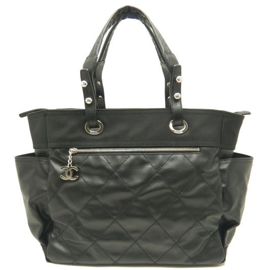 Chanel Paris Biarritz Tote GM Canvas x Leather Black