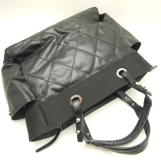 Chanel Paris Biarritz Tote GM Canvas x Leather Black
