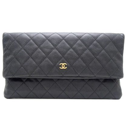 Chanel Clutch Bag Matelasse Caviar Skin Black