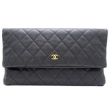 Chanel Clutch Bag Matelasse Caviar Skin Black