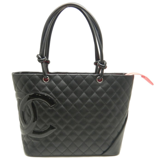 Chanel Cambon Line Tote Leather Enamel Black