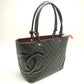 Chanel Cambon Line Tote Leather Enamel Black