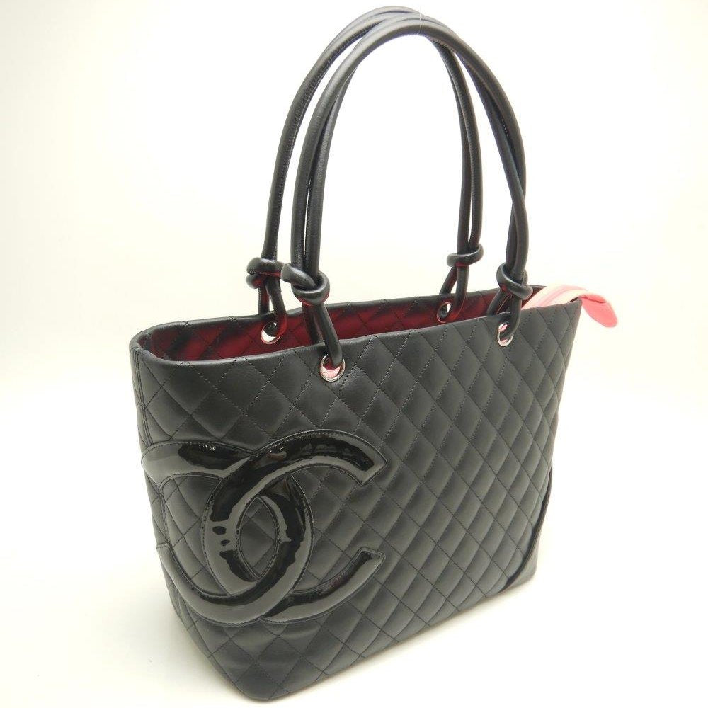 Chanel Cambon Line Tote Leather Enamel Black