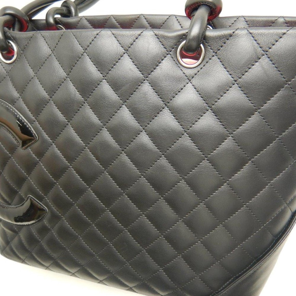 Chanel Cambon Line Tote Leather Enamel Black
