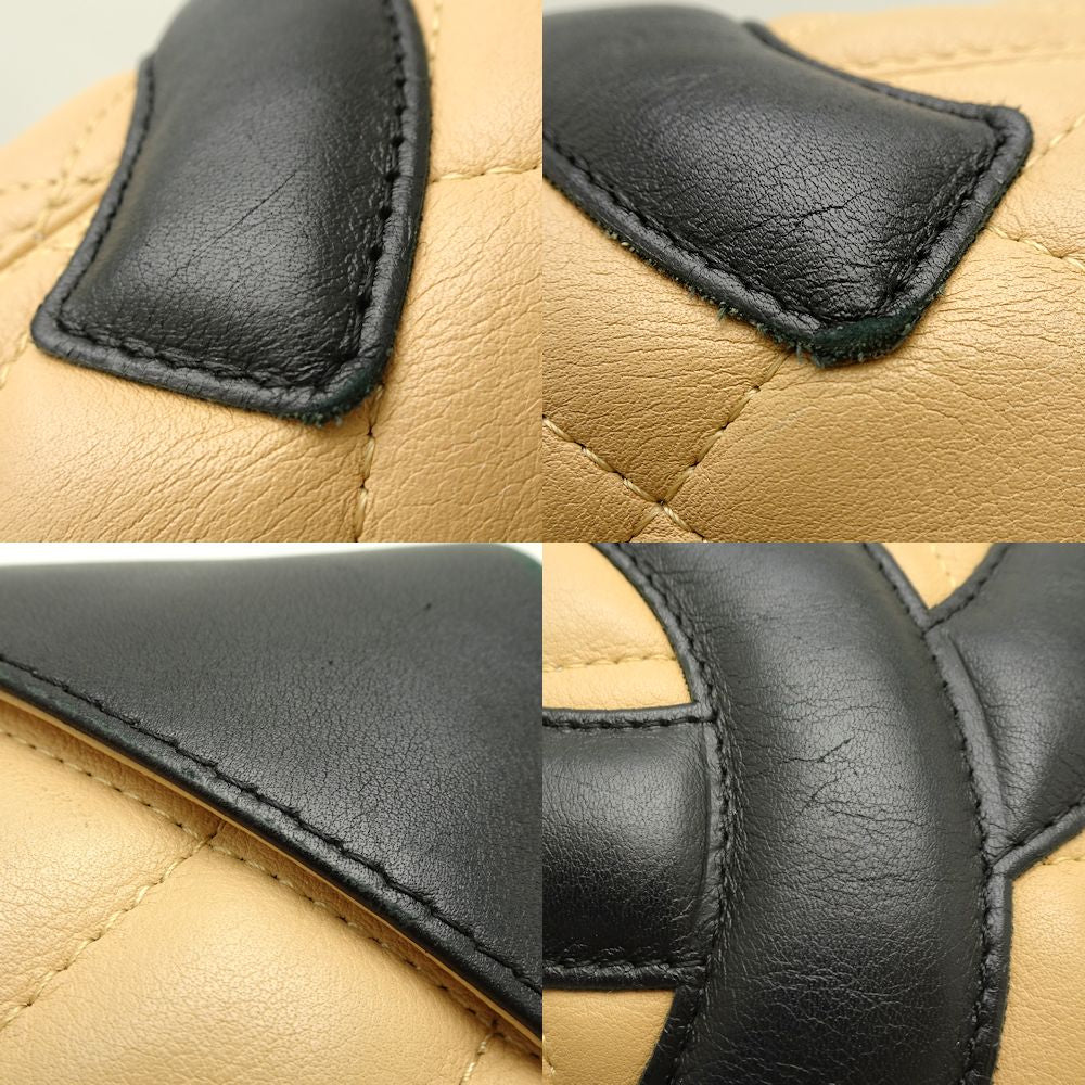 Chanel Cambon Line Tote Bag Lambskin Beige Black