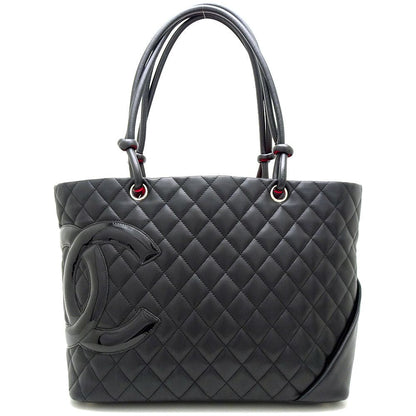 Chanel Large Tote Bag Cambon Line Calf x Patent Leather Black