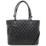Chanel Large Tote Bag Cambon Line Calf x Patent Leather Black