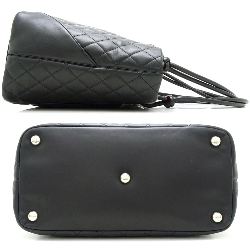 Chanel Large Tote Bag Cambon Line Calf x Patent Leather Black