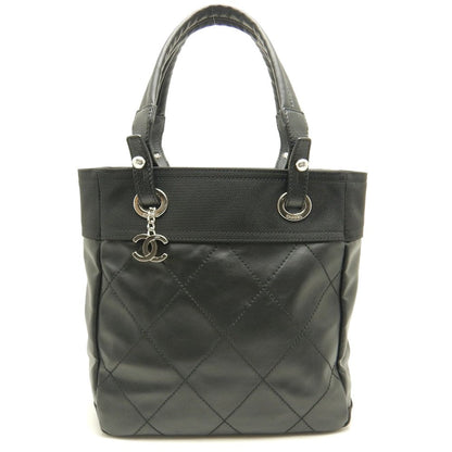 Chanel Paris Biarritz Tote Bag PM PVC Coated Canvas Black