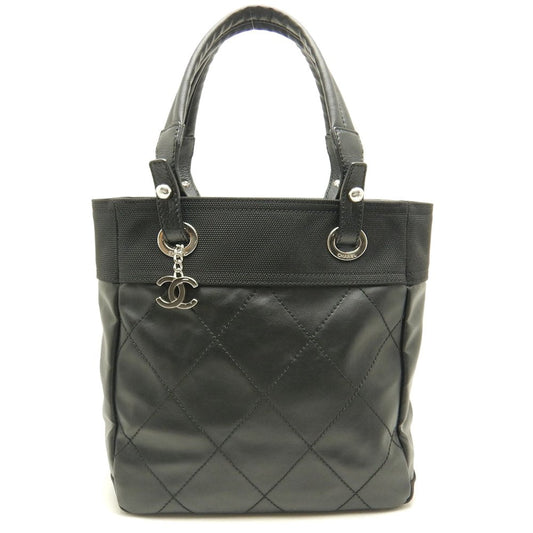 Chanel Paris Biarritz Tote Bag PM PVC Coated Canvas Black