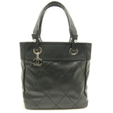 Chanel Paris Biarritz Tote Bag PM PVC Coated Canvas Black