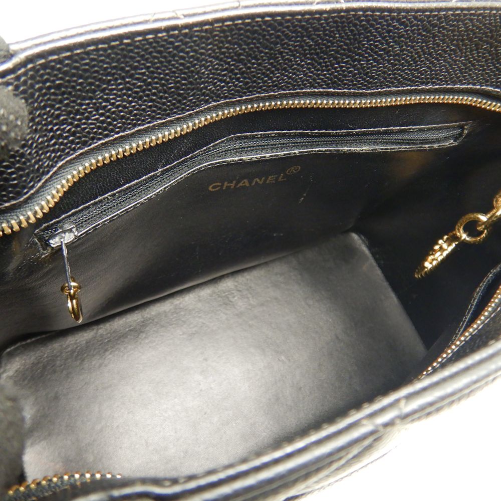 Chanel Reprint Tote Bag Matelasse Caviar Skin Black