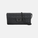 Chanel East West Chocolate Bar Black Leather Silver Hardware, 2000-2002