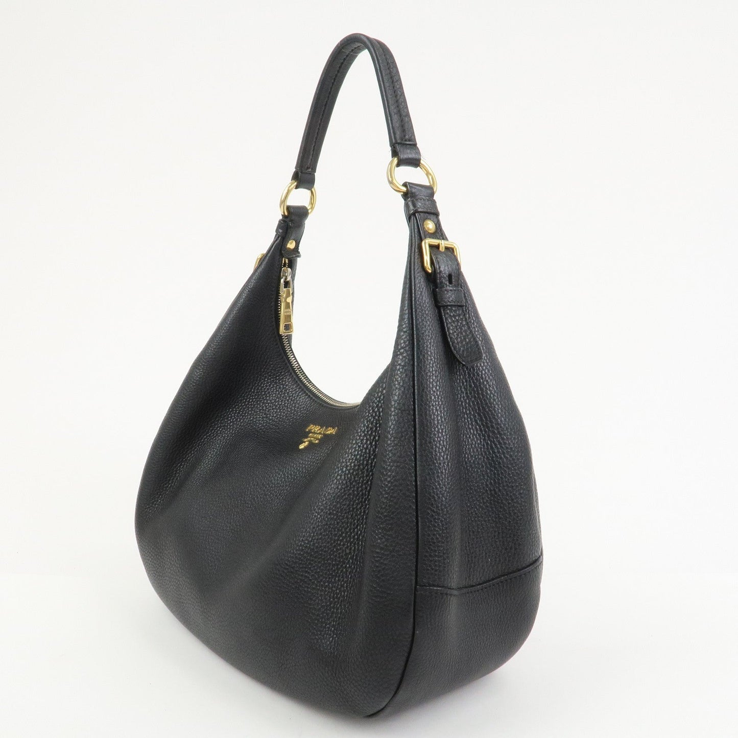 PRADA Leather Shoulder Bag Hand Bag Black BR4311