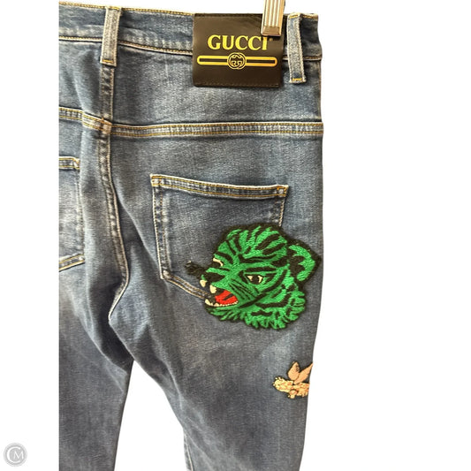 Jeans Luxury Designer By Gucci In Blue, Size: 4
