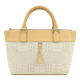 BURBERRY Canvas Leather Tote Bag Hand Bag Beige Light Beige