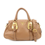 PRADA Leather 2Way Bag Hand Bag Shoulder Bag Brown BN2435  d
