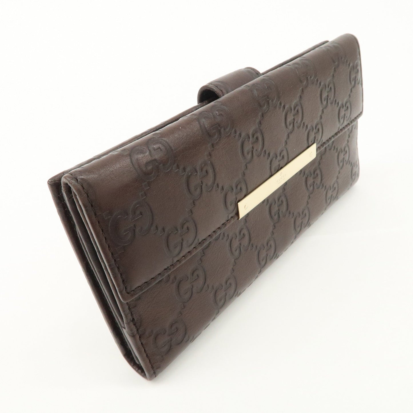 GUCCI Guccissima Leather W Hook Bi-Fold Long Wallet Brown 112715  d