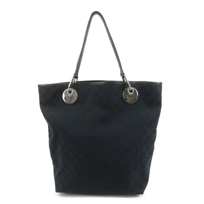 GUCCI GG Canvas Leather Tote Bag Shoulder Bag Hand Bag Black 120836