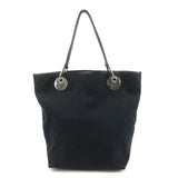 GUCCI GG Canvas Leather Tote Bag Shoulder Bag Hand Bag Black 120836