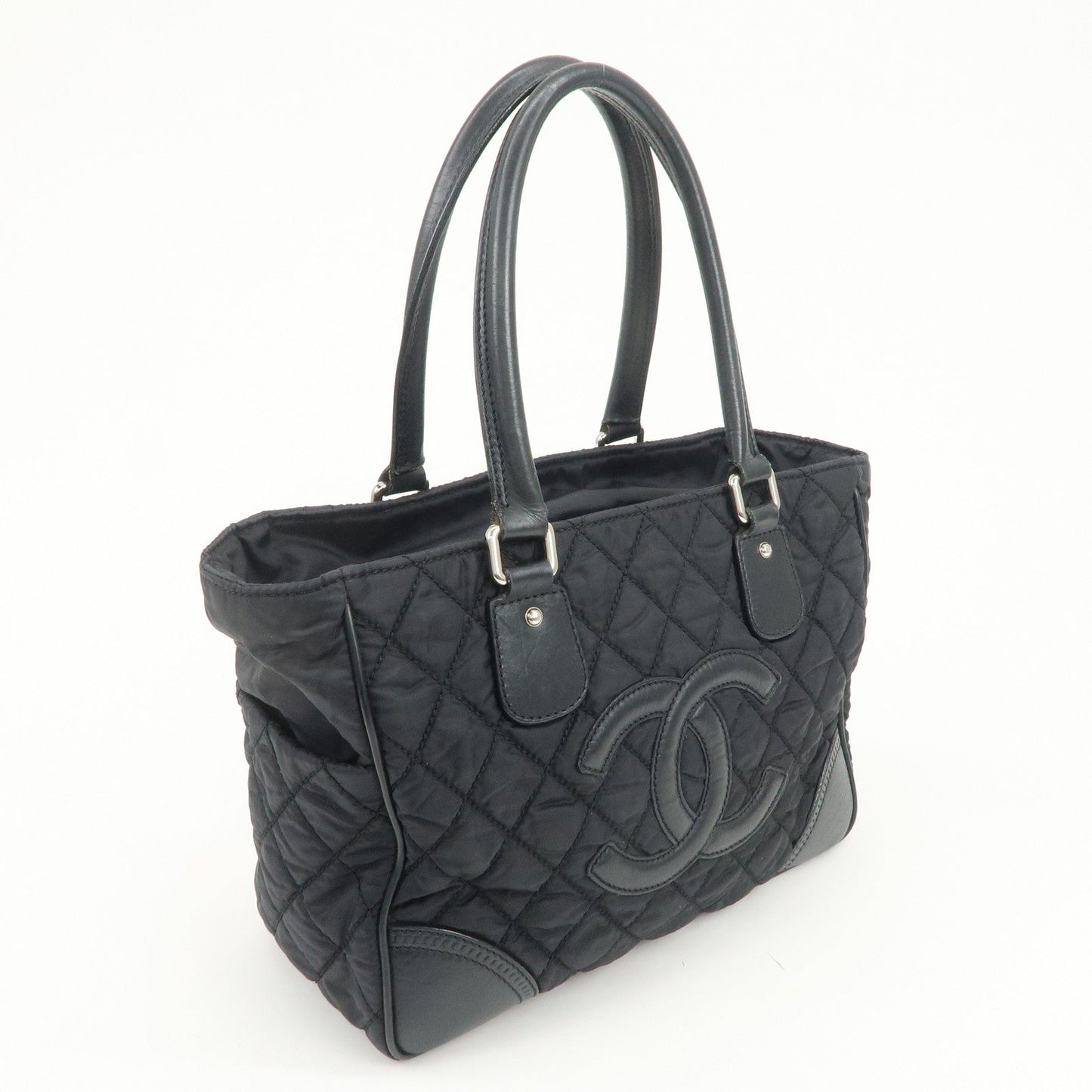 CHANEL Paris New York Line Nylon Leather Tote Bag Black A33100