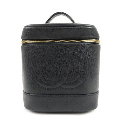 CHANEL COCO Mark Caviarskin Vanity Bag Hand Bag Black A01998