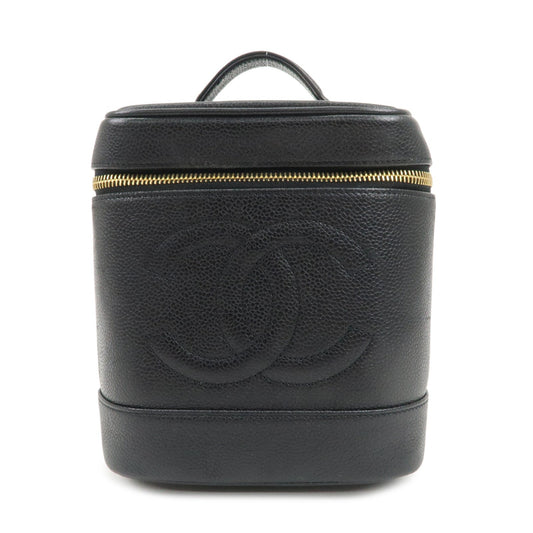 CHANEL COCO Mark Caviarskin Vanity Bag Hand Bag Black A01998