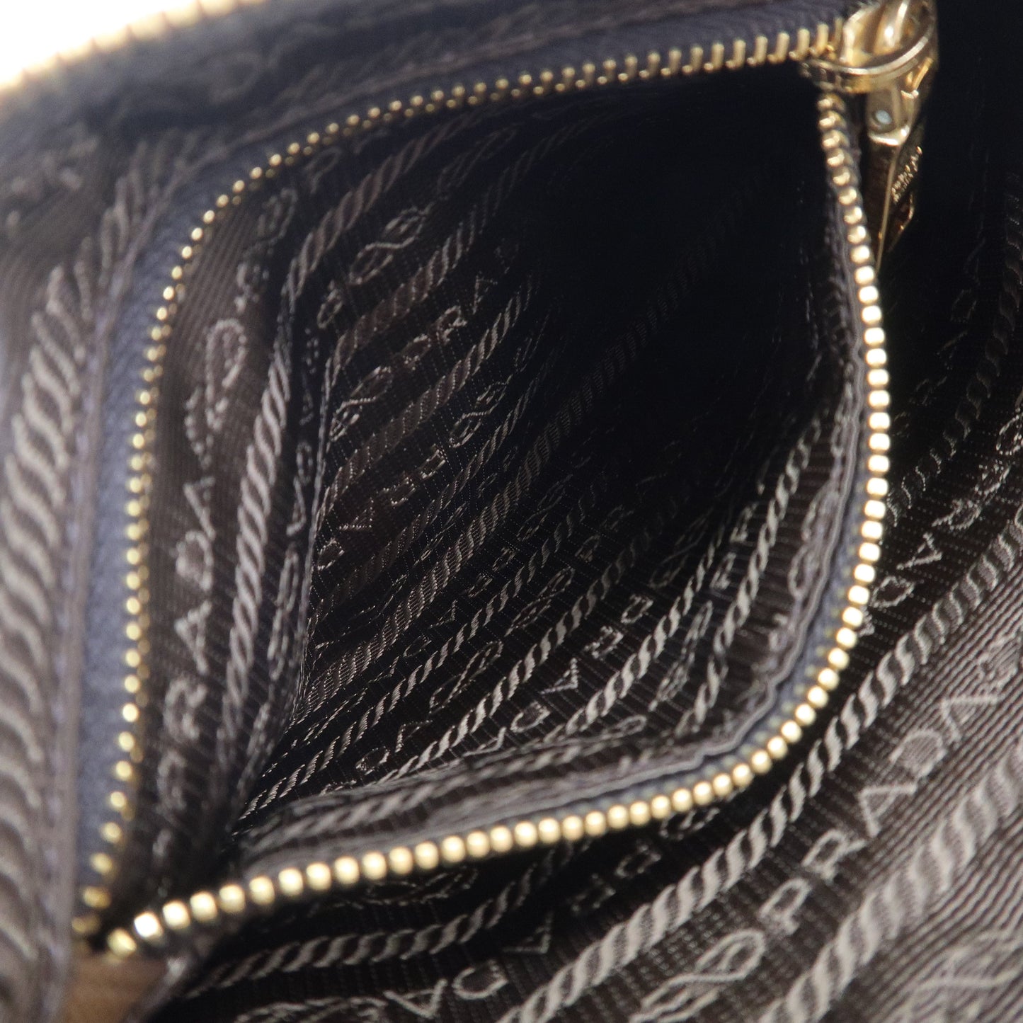 Prada Logo Nylon Leather Clutch Bag Pouch Brown