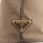 Prada Logo Jacquard Leather 2Way Tote Bag Beige Brown BR4253