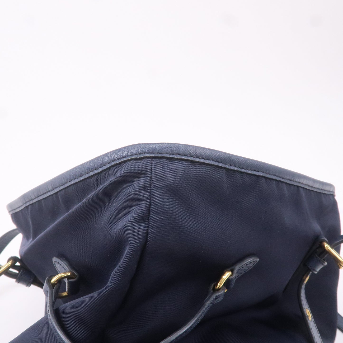 Prada Nylon Leather Tote Bag Shoulder Bag Navy 1BG401