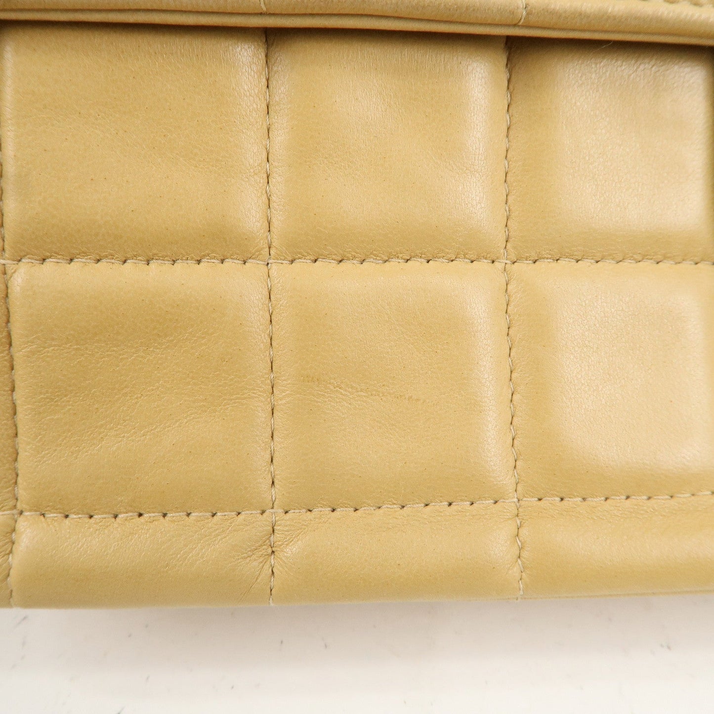 CHANEL Chocolate Bar Lamb Skin Chain Shoulder Bag Beige A15316