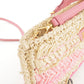Prada Raffia Tricot Leather Shoulder Bag Beige Pink 1BF071