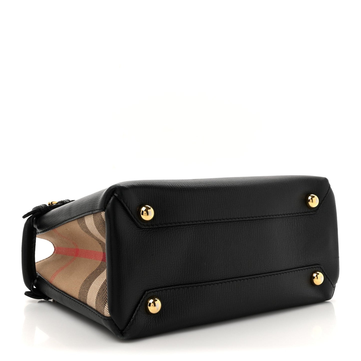 Amelia Derby Calfskin Ho    Check Small Banner Tote Black