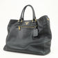 PRADA Logo Leather 2Way Hand Bag Tote Bag Shoulder Bag Black BN2151