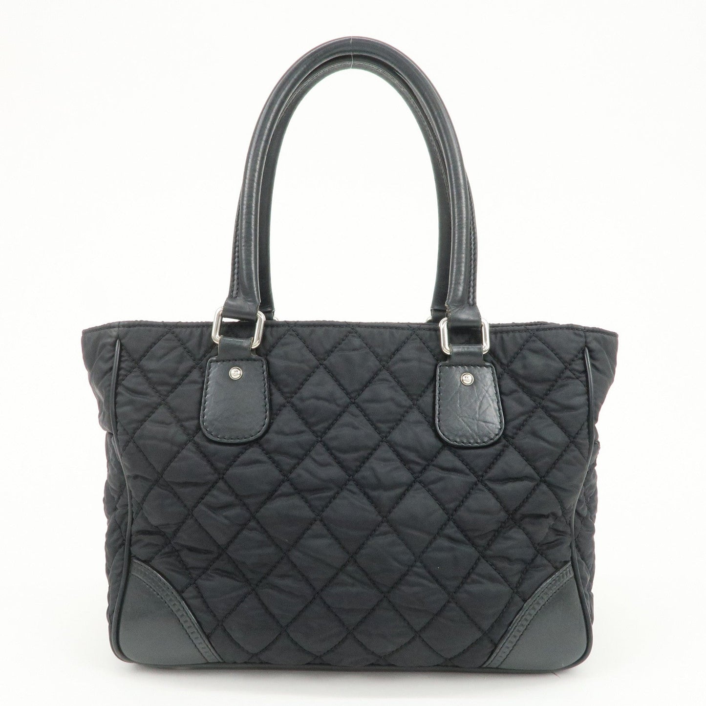 CHANEL Paris New York Line Nylon Leather Tote Bag Black A33100
