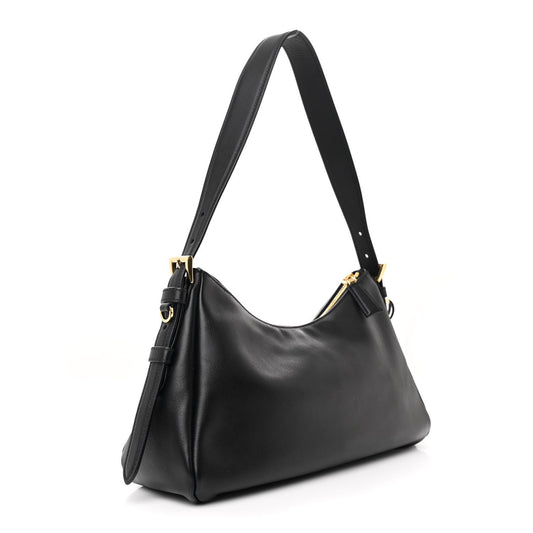 Prada Soft Calfskin Aimee Shoulder Bag Black