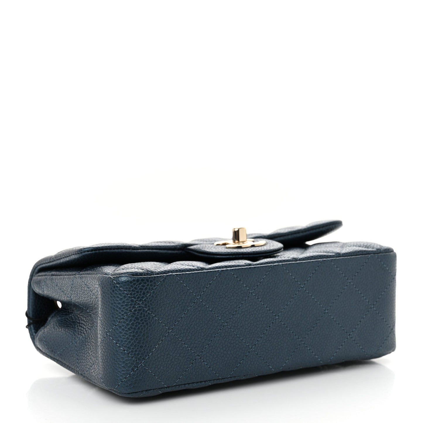 Amelia Iridescent Caviar Quilted Mini Rectangular Flap Dark Blue