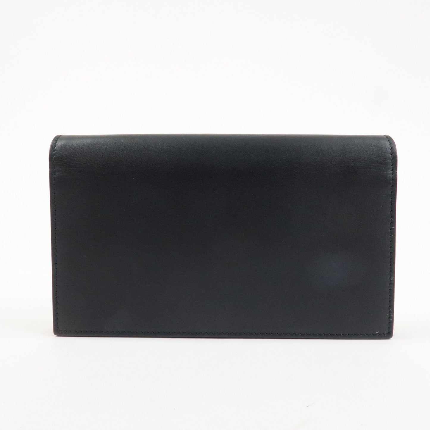 GUCCI GG Marmont Leather Chain Wallet Gold HDW Black 431478  d