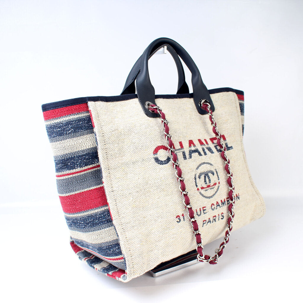 Chanel Deauville Canvas Tote Large Bag