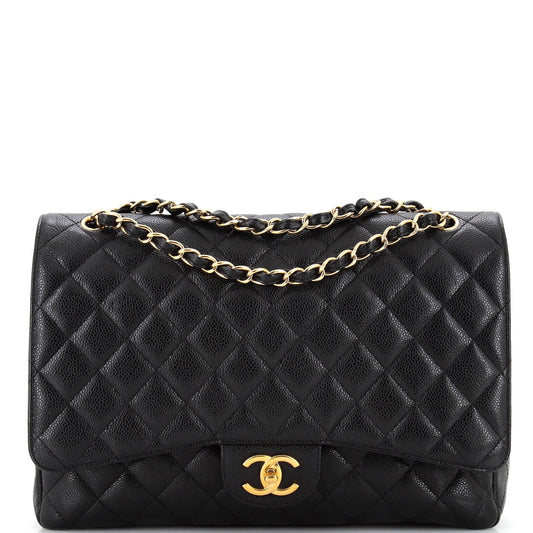 CHANEL Classic Double Flap Bag Quilted Caviar Maxi