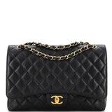 CHANEL Classic Double Flap Bag Quilted Caviar Maxi