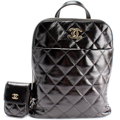 Chanel My Pocket Shiny Leather Backpack With Airpod Case Bag