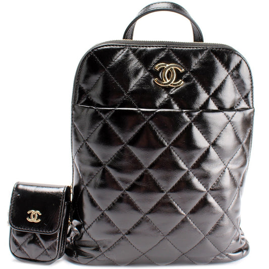 Chanel My Pocket Shiny Leather Backpack With Airpod Case Bag
