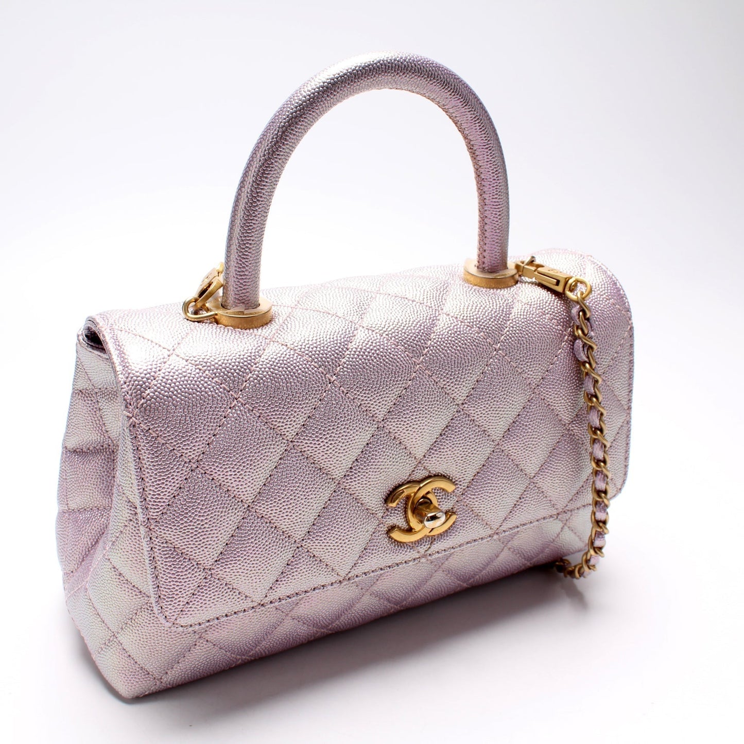 Chanel Coco Top Handle Mini Caviar Iridescent Bag