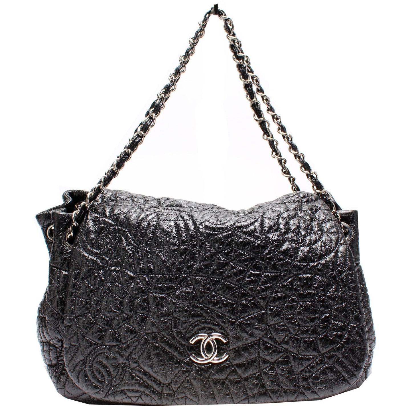 Chanel CC Vinyl Graphic Edge Accordion Flap 12M Bag
