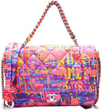 Chanel Foulard Quilted Printed Fabric Flap 25M Bag