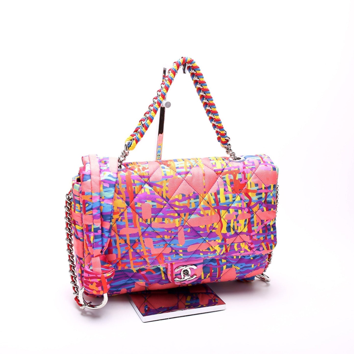 Chanel Foulard Quilted Printed Fabric Flap 25M Bag
