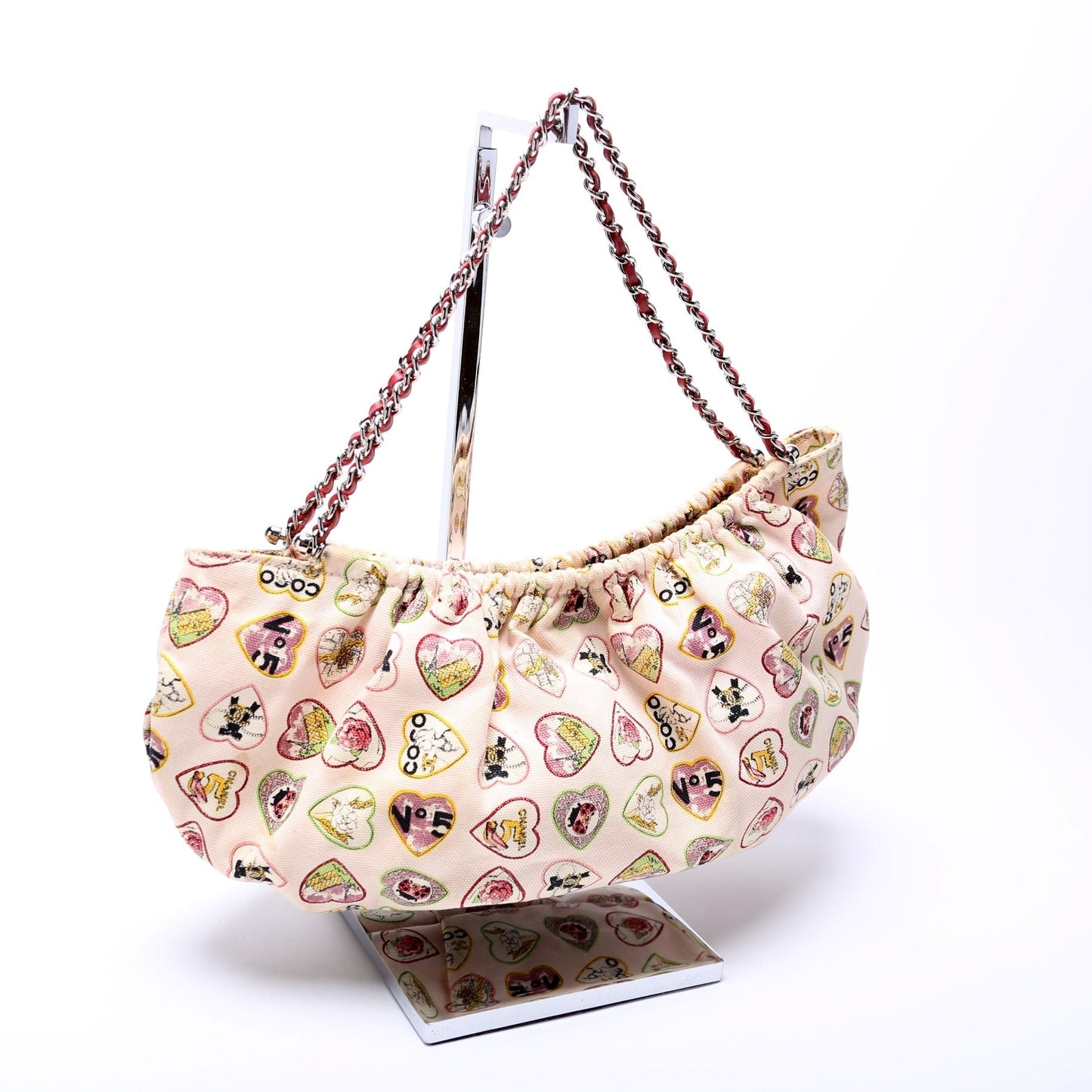 Chanel Coco Hearts Canvas Shoulder 10M Bag